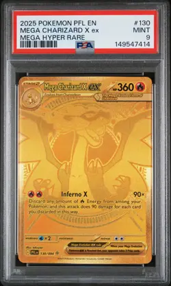 2025 POKEMON PFL EN-PHANTASMAL FLAMES MEGA HYPER RARE MEGA CHARIZARD X EX PSA 9 - Image 1