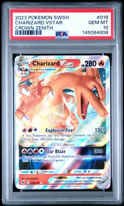 2023 POKEMON SWORD & SHIELD CROWN ZENITH #019 CHARIZARD VSTAR PSA 10 - Image 1
