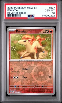 2023 POKEMON MEW EN-151 REVERSE HOLO #077 PONYTA PSA 10 - Image 1