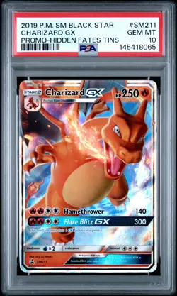 2019 POKEMON SM BLACK STAR PROMO HIDDEN FATES TINS #SM211 CHARIZARD GX PSA 10 - Image 1