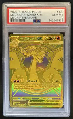 2025 Pokemon Phantasmal Flames Mega Charizard X ex Hyper Rare #130/094 PSA 10 - Image 1