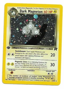2000 Pokemon TCG Card - 1st Edition Dark Magneton Team Rocket # 11/82 Holo Rare - Image 1