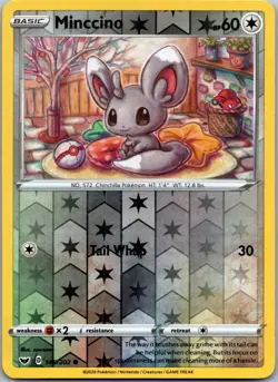 Minccino 146/202 - SWSH01: Sword & Shield Base Set Pokemon TCG NM Reverse Holo - Image 1
