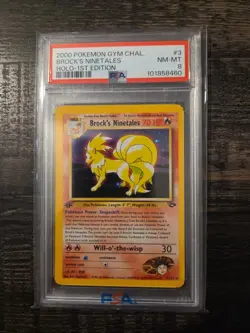 2000 Pokemon 1st Edition Gym Challenge Brock's Ninetales Holo #3 3/132 PSA 8 - Image 1