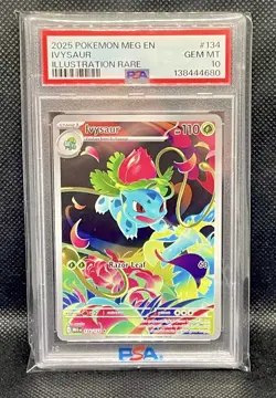 2025 POKEMON MEG EN-MEGA EVOLUTION ILLUSTRATION RARE #134 IVYSAUR PSA 10 GEM - Image 1