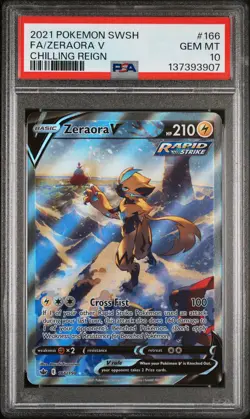 2021 POKEMON SWORD & SHIELD CHILLING REIGN #166 FULL ART/ZERAORA V PSA 10 - Image 1