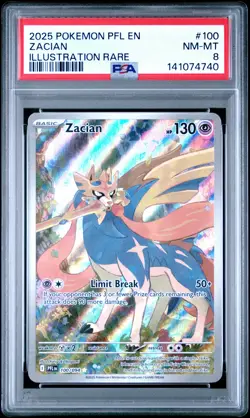 2025 POKEMON PFL EN-PHANTASMAL FLAMES ILLUSTRATION RARE #100 ZACIAN PSA 8 - Image 1