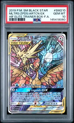 2019 POKEMON SM BLACK STAR PROMO FULL ART/MOLTRES & ZAPDOS & ARTICUNO GX PSA 10 - Image 1
