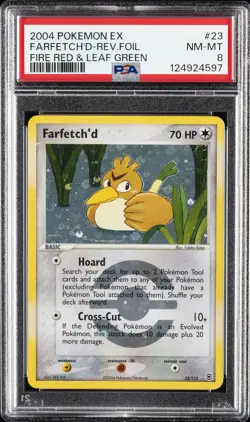 2004 POKEMON EX FIRE RED & LEAF GREEN #23 FARFETCH'D-REVERSE FOIL PSA 8 - Image 1