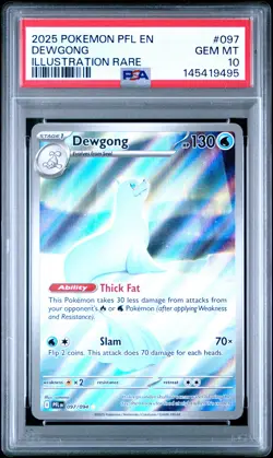 2025 POKEMON PFL EN-PHANTASMAL FLAMES ILLUSTRATION RARE #097 DEWGONG PSA 10 - Image 1