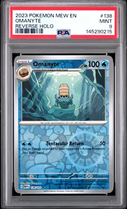 2023 POKEMON MEW EN-151 REVERSE HOLO #138 OMANYTE PSA 9 - Image 1