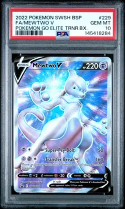 2022 POKEMON SWSH BLACK STAR PROMO #229 FULL ART/MEWTWO V PSA 10 - Image 1