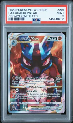 2023 POKEMON SWSH BLACK STAR PROMO #291 FULL ART/LUCARIO VSTAR PSA 9 - Image 1