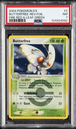 2004 POKEMON EX FIRE RED & LEAF GREEN #2 BUTTERFREE-REVERSE FOIL PSA 7 - Image 1