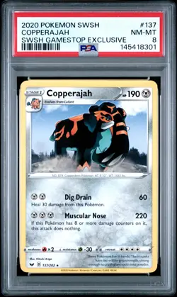 2020 POKEMON SWORD & SHIELD SWORD & SHIELD GAMESTOP EXCLUSIVE COPPERAJAH PSA 8 - Image 1
