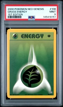 2000 POKEMON NEO GENESIS 1ST EDITION #108 GRASS ENERGY PSA 9 - Image 1