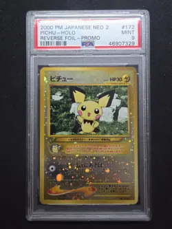 PICHU PSA 9 - #172 - POKEMON 2000 JAPANESE NEO 2 PROMO REVERSE FOIL - Image 1