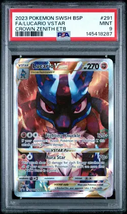 2023 POKEMON SWSH BLACK STAR PROMO #291 FULL ART/LUCARIO VSTAR PSA 9 - Image 1