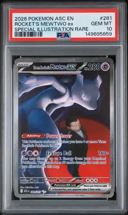 2026 POKEMON ASC SPECIAL ILLUSTRATION RARE #281 TEAM ROCKET'S MEWTWO EX PSA 10 - Image 1