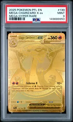 2025 POKEMON PHANTASMAL FLAMES MEGA HYPER RARE #130 MEGA CHARIZARD X EX PSA 9 - Image 1