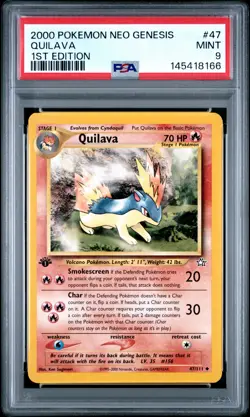 2000 POKEMON NEO GENESIS 1ST EDITION #47 QUILAVA PSA 9 - Image 1