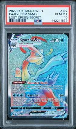 2022 POKEMON SWORD & SHIELD LOST ORIGIN SECRET #197 FULL ART/KYUREM VMAX PSA 10 - Image 1