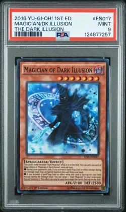 2016 YU-GI-OH! TDIL-THE DARK ILLUSION 1ST ED MAGICIAN OF DARK ILLUSION PSA 9 - Image 1