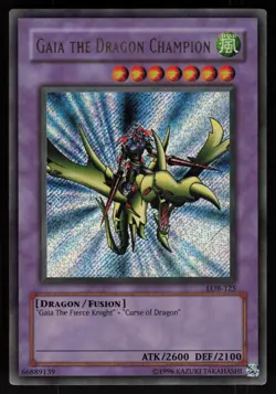 Gaia the Dragon Champion LOB-125 Secret Rare ULTRA NAME ERROR Yu-Gi-Oh - Image 1