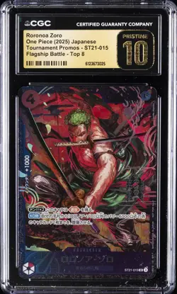 2025 ONE PIECE JAPANESE TOURNAMENT PROMOS #ST21-015 RORONOA ZORO CGC 10 PRISTINE - Image 1
