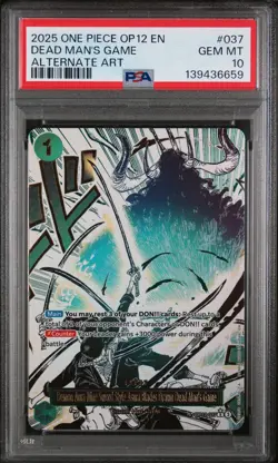 2025 ONE PIECE OP12-LEGACY OF THE MASTER ALT ART #037 DEAD MAN'S GAME PSA 10 - Image 1