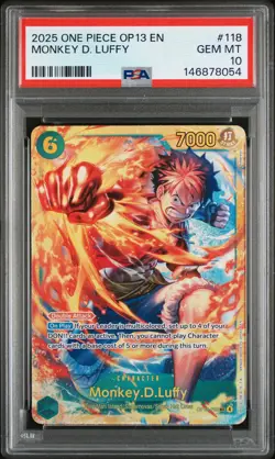2025 ONE PIECE OP13-CARRYING ON HIS WILL #118 MONKEY D. LUFFY PSA 10 - Image 1