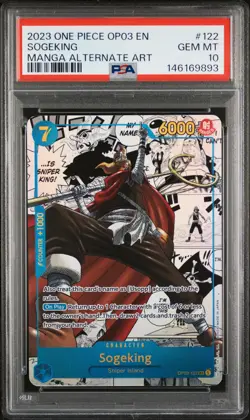 2023 ONE PIECE OP03-PILLARS OF STRENGTH MANGA ALTERNATE ART #122 SOGEKING PSA 10 - Image 1