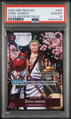 2025 ONE PIECE CHAMPIONSHIP 2025-26 EVENT PACK #067 ZORO-JUUROU PSA 10 - Image 1