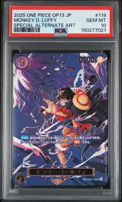 2025 ONE PIECE JAPANESE OP13-CARRYING ON HIS WILL #119 MONKEY D. LUFFY PSA 10 - Image 1