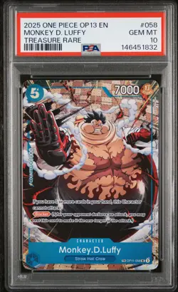 2025 ONE PIECE OP13-CARRYING ON HIS WILL TREASURE RARE MONKEY D. LUFFY PSA 10 - Image 1