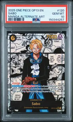 2025 ONE PIECE OP13-CARRYING ON HIS WILL MANGA ALTERNATE ART #120 SABO PSA 10 - Image 1