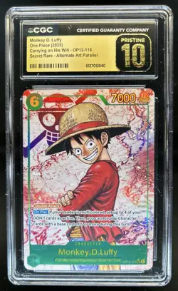 2025 One Piece Monkey D. Luffy Secret Rare Alt Art Parallel #118 CGC 10 PRISTINE - Image 1