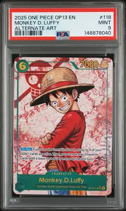 2025 ONE PIECE OP13-CARRYING ON HIS WILL ALTERNATE ART MONKEY D. LUFFY PSA 9 - Image 1