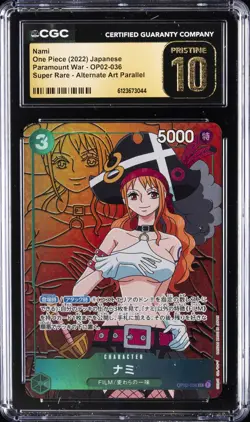 2022 ONE PIECE JAPANESE PARAMOUNT WAR ALT ART #OP02-036 NAMI CGC 10 PRISTINE - Image 1