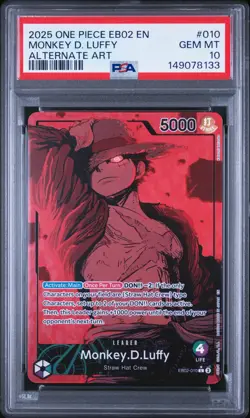 2025 ONE PIECE EB02-ANIME 25TH COLLECTION ALT ART #010 MONKEY D. LUFFY PSA 10 - Image 1