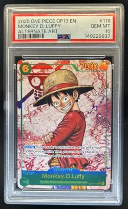 2025 One Piece Monkey D. Luffy Secret Rare Alt Art #OP13-118 PSA 10 - Image 1