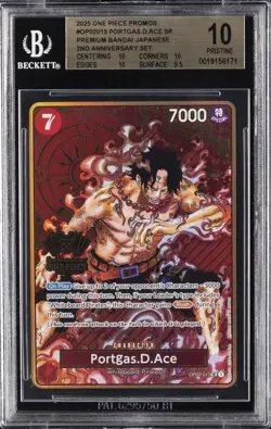 2025 ONE PIECE 2ND ANNIVERSARY SET JAPANESE #OP02-013 PORTGAS D ACE BGS 10 - Image 1