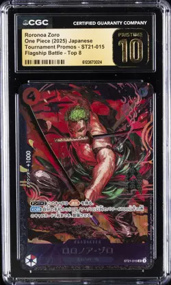 2025 ONE PIECE JAPANESE TOURNAMENT PROMOS #ST21-015 RORONOA ZORO CGC 10 PRISTINE - Image 1