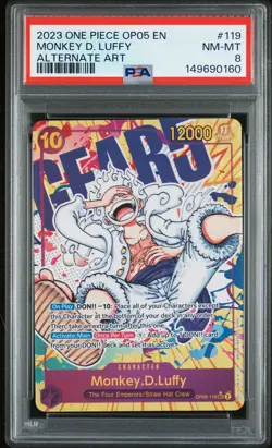 2023 ONE PIECE OP05-AWAKENING OF THE NEW ERA ALTERNATE ART MONKEY D. LUFFY PSA 8 - Image 1