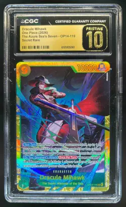 2026 One Piece Azure Mihawk Secret Rare Manga Art #OP14-119 CGC 10 Pristine - Image 1