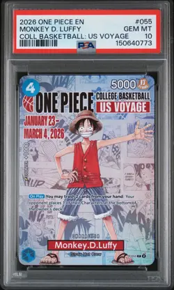 2026 ONE PIECE PROMOS COLLEGE BASKETBALL : US VOYAGE MONKEY D. LUFFY PSA 10 - Image 1