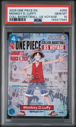 2026 ONE PIECE PROMOS COLLEGE BASKETBALL : US VOYAGE MONKEY D. LUFFY PSA 10 - Image 1