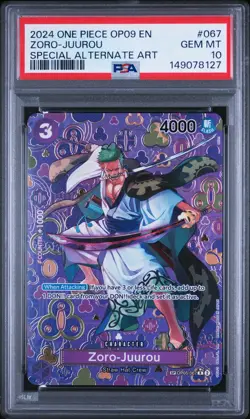 2024 ONE PIECE OP09-EMPERORS IN THE NEW WORLD ALT ART #067 ZORO-JUUROU PSA 10 - Image 1