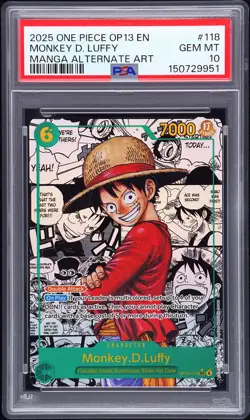 2025 ONE PIECE CARRYING ON HIS WILL MANGA ALT ART #118 MONKEY D. LUFFY PSA 10 - Image 1