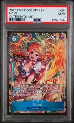 2025 ONE PIECE OP11-A FIST OF DIVINE SPEED ALTERNATE ART #054 NAMI PSA 9 - Image 1